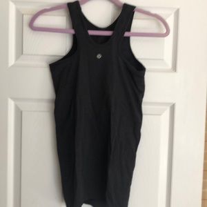Black Lululemon tight fit tank with shelf bra
